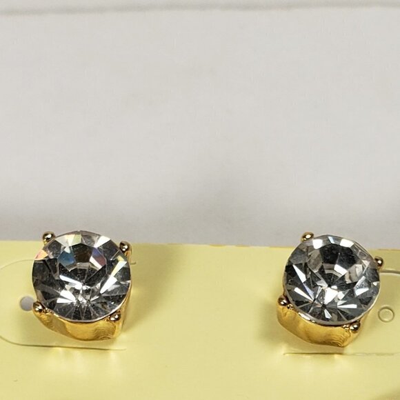 Set of 3 Gold tone Pink, Blue & Crystal Stud Earrings - Women's Fashion Jewelry - Picture 5 of 9